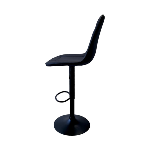 Banco para barra base negra, asiento acojinado con respaldo alto
